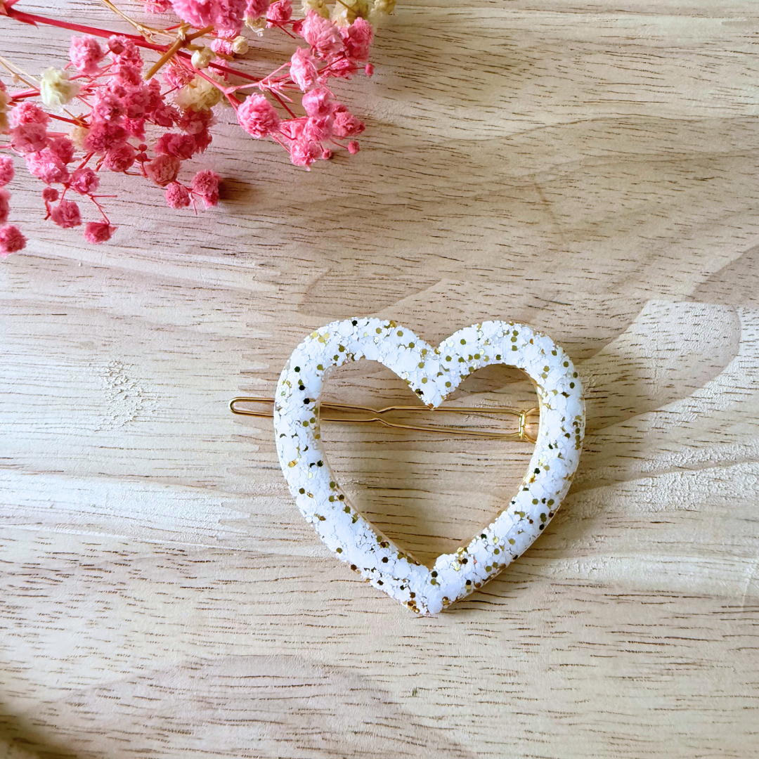 Support barrettes / pinces cheveux rond, coeur