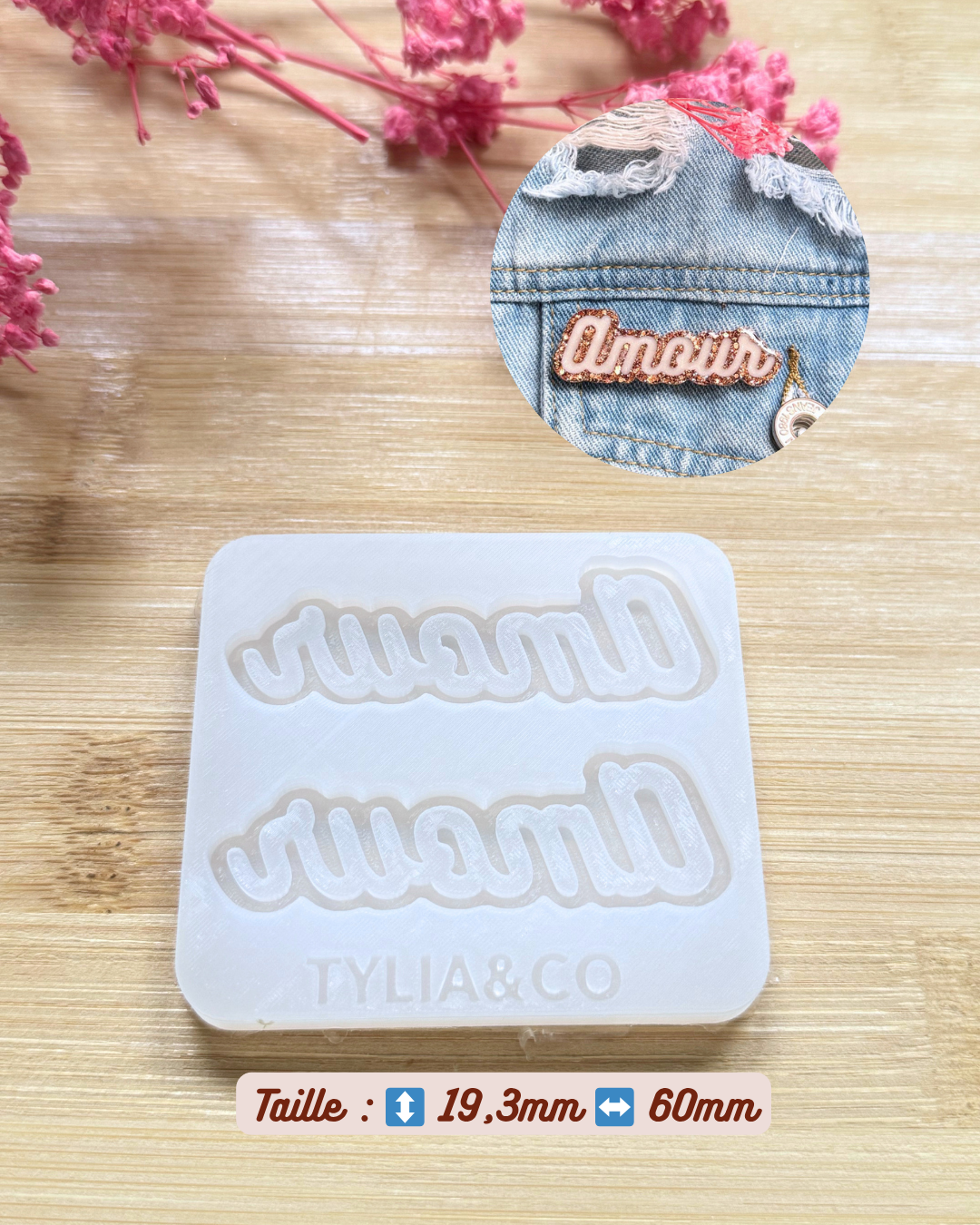 Moule broche/ pins AMOUR 40 ou 60mm