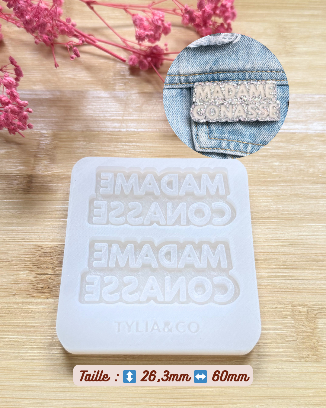 Moule broche/ pins MADAME CONASSE 40 ou 60mm