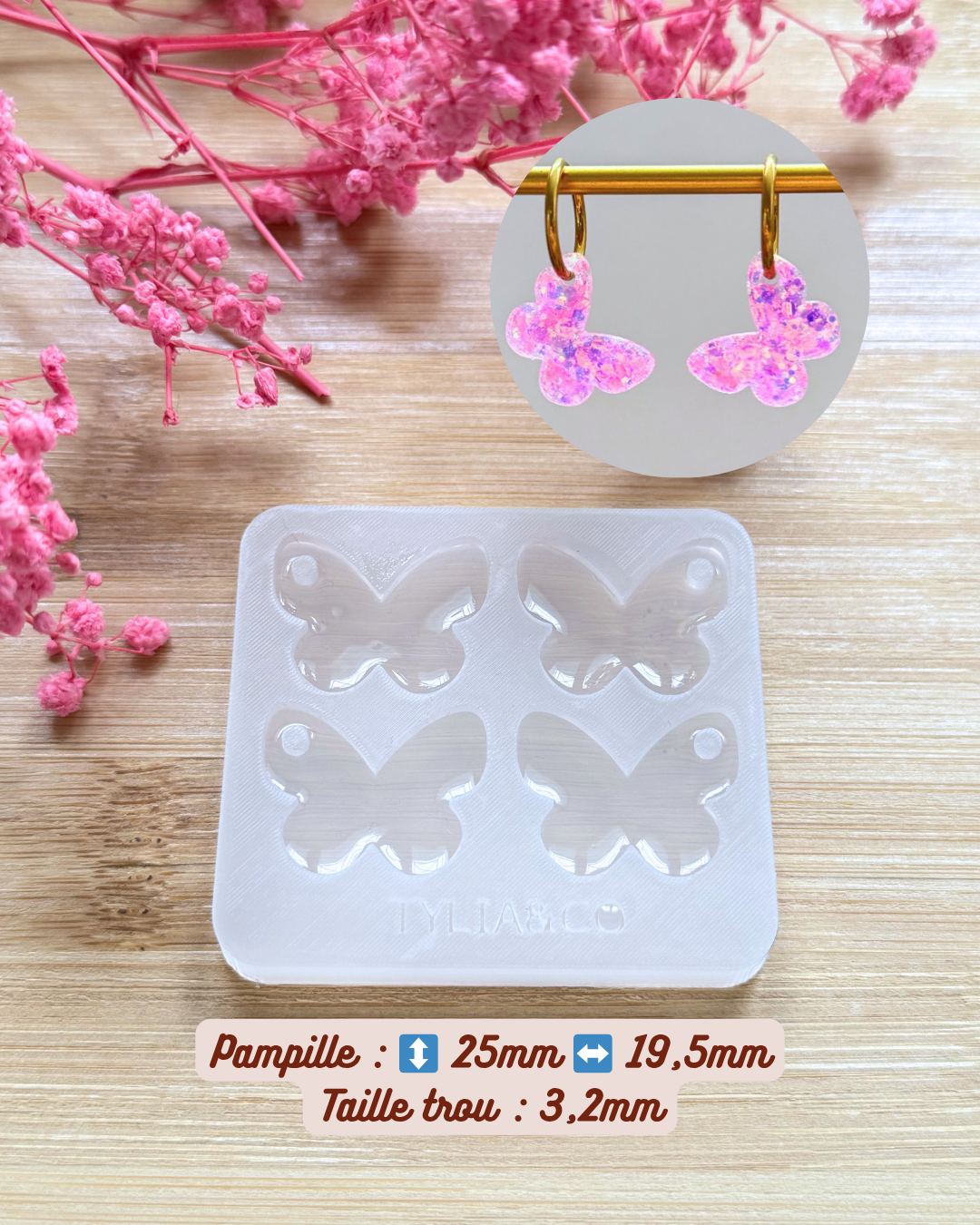 Moule papillon  15, 20 ou 25 mm